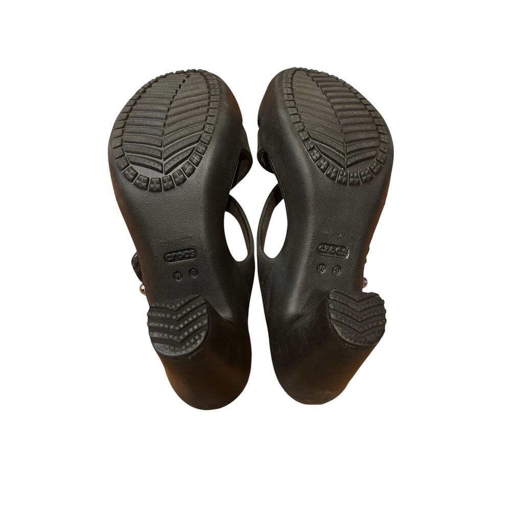 Crocs Cyprus platform black heels size 9, strap design, block heel. - Picture 5 of 7